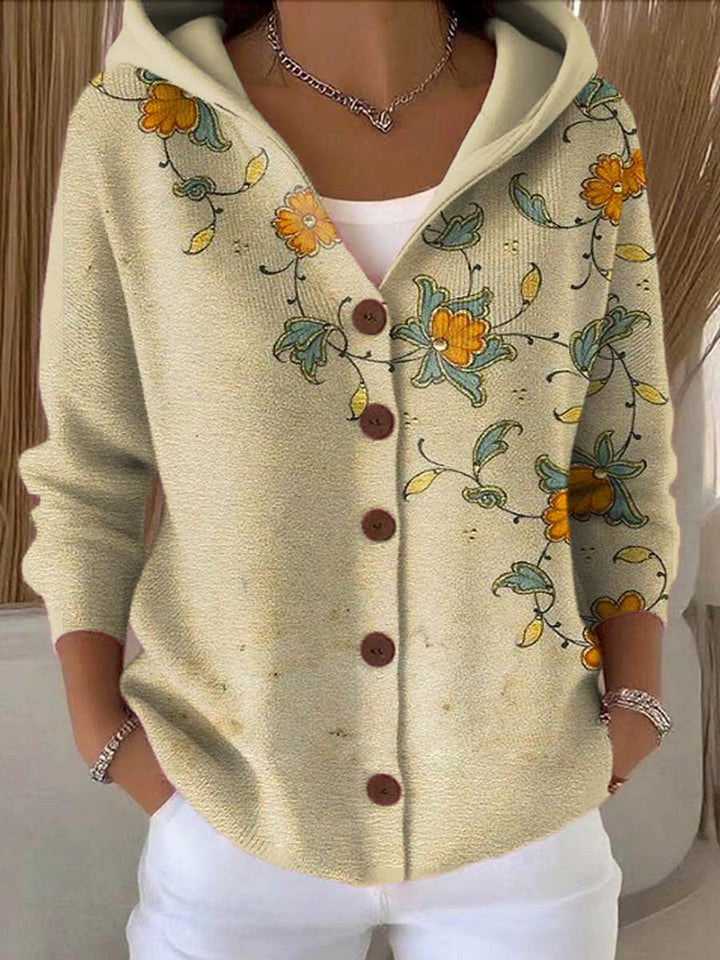 Léa | Veste chic à capuche imprimée multicolore pour femme