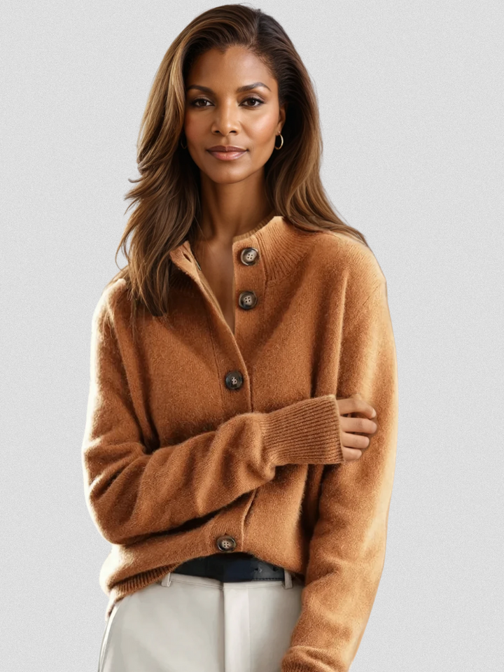 Philippine | Cardigan chic en maille à col boutonné pour femme