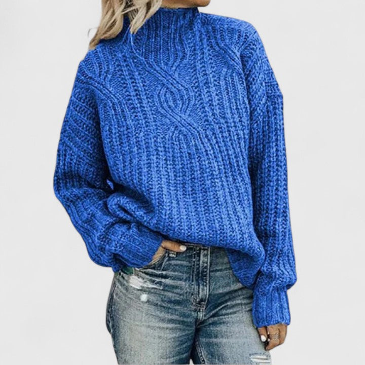 Edmée | Pull élégant torsadé à col montant pour femme