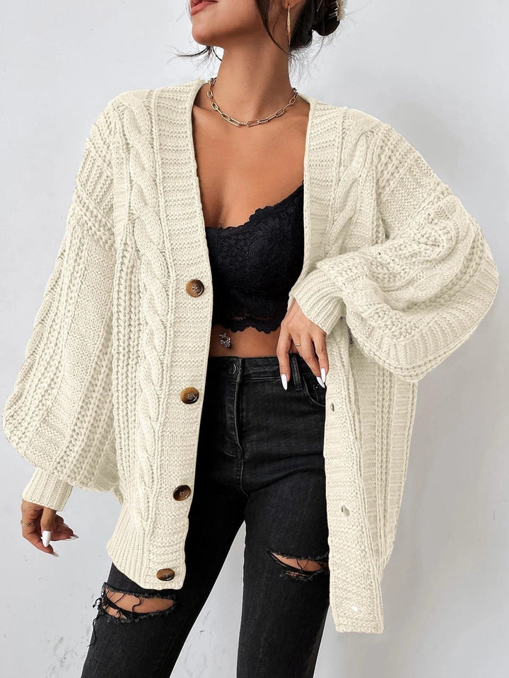 Ottilie — Cardigan chic oversize en grosse maille torsadée