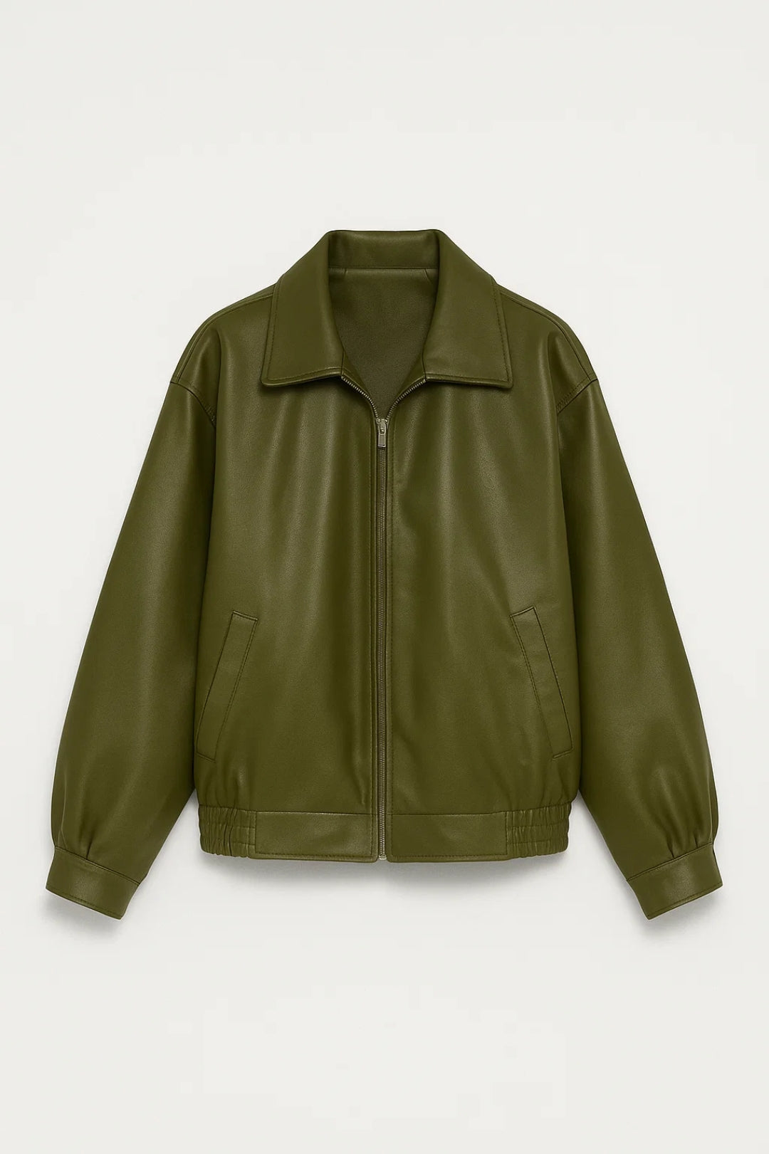 Apollonia | Blouson chic bomber oversize zippé en simili cuir pour femme