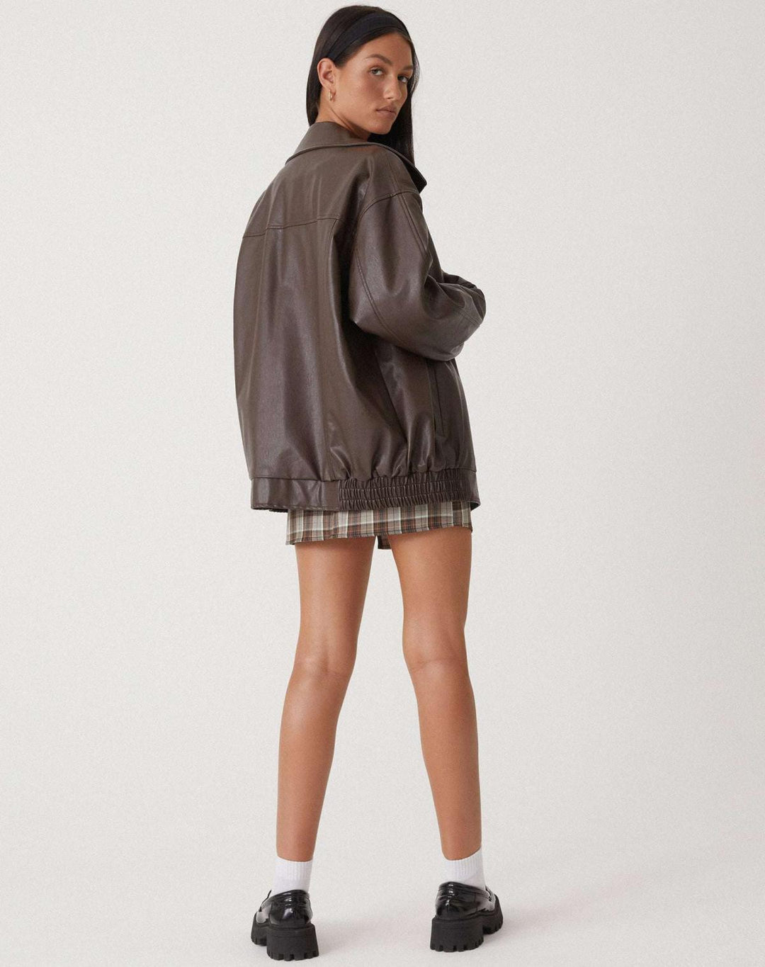 Romée | Blouson élégant bomber oversize en simili cuir zippé pour femme