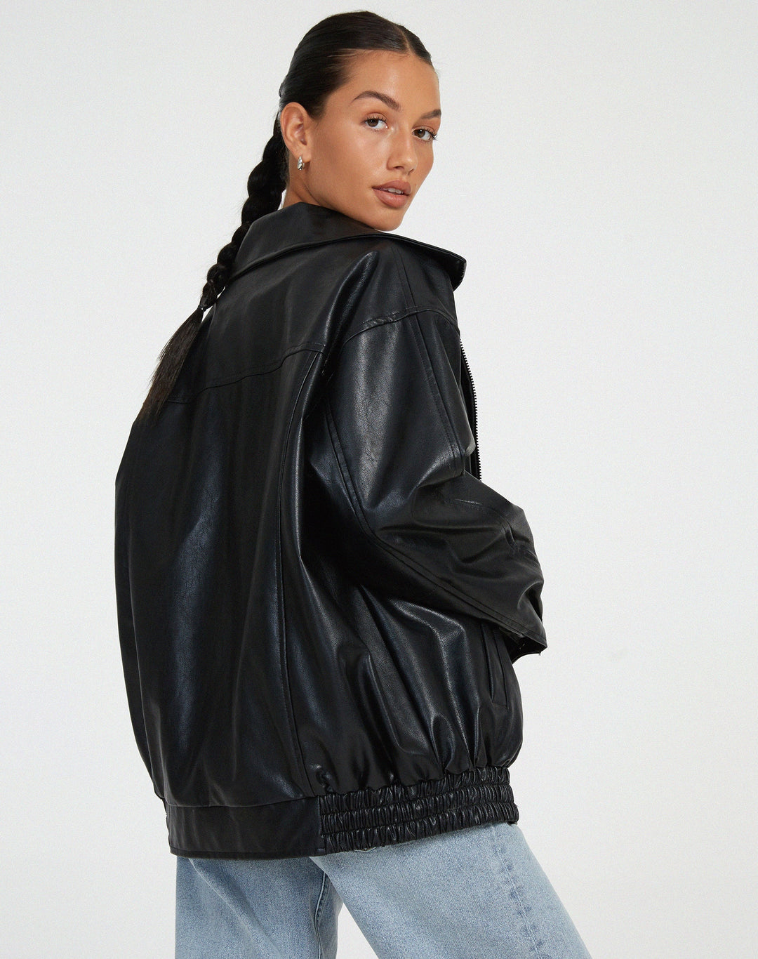 Gwladys | Blouson bomber oversize en simili cuir pour femme