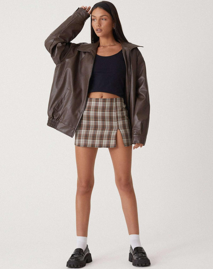 Romée | Blouson élégant bomber oversize en simili cuir zippé pour femme