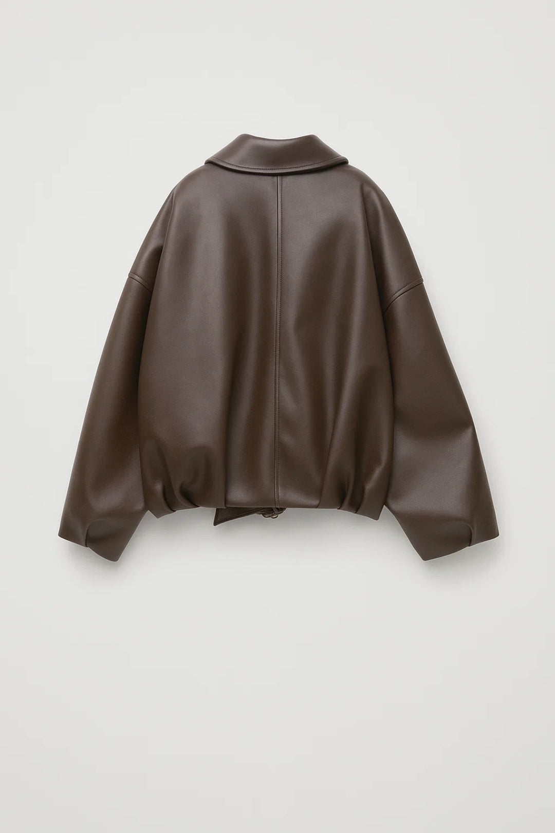 Barbara | Veste élégante oversize courte zippée en simili cuir avec ceinture pour femme