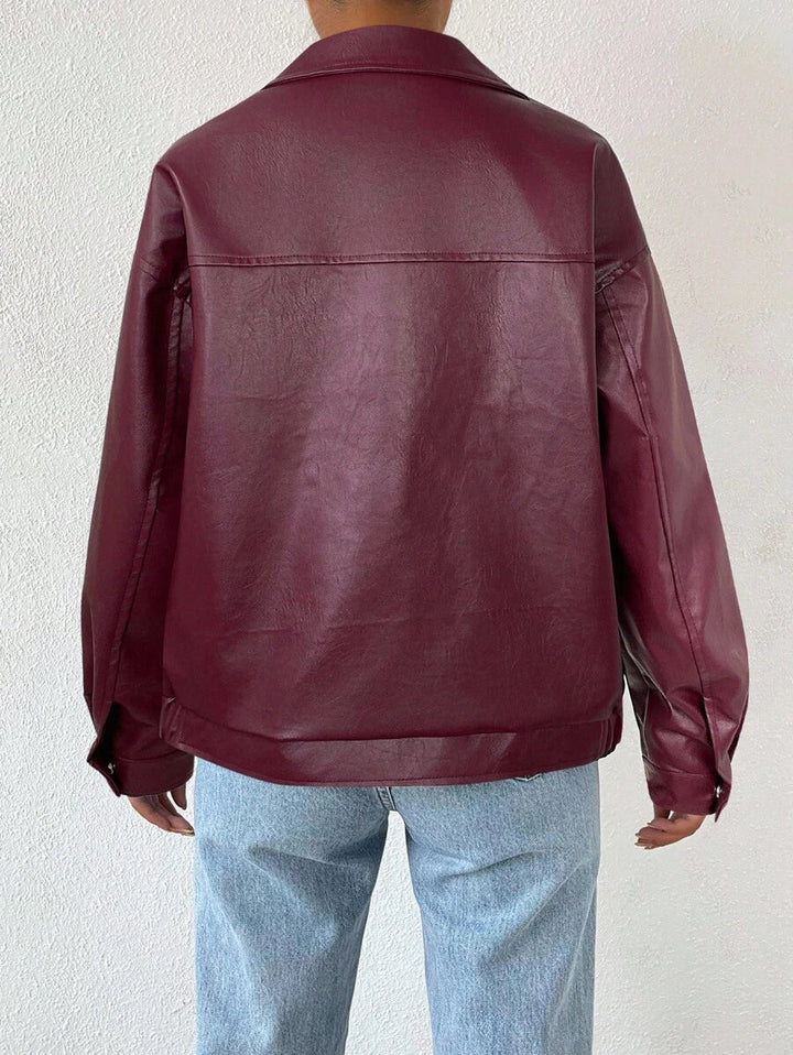Sabrina | Blouson chic oversize en simili cuir à col zippé pour femme