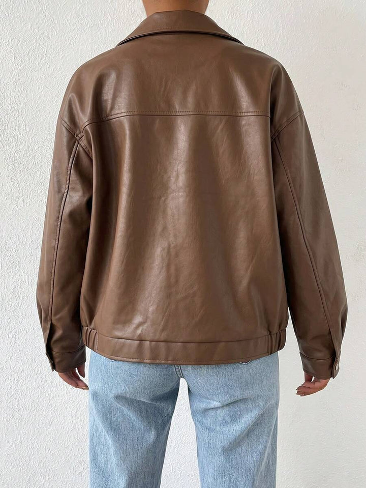 Sabrina | Blouson chic oversize en simili cuir à col zippé pour femme