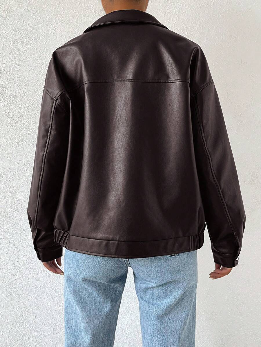 Sabrina | Blouson chic oversize en simili cuir à col zippé pour femme