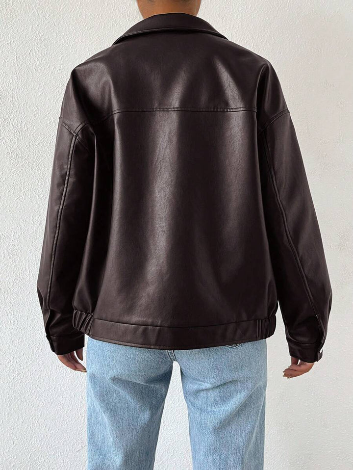 Sabrina | Blouson chic oversize en simili cuir à col zippé pour femme