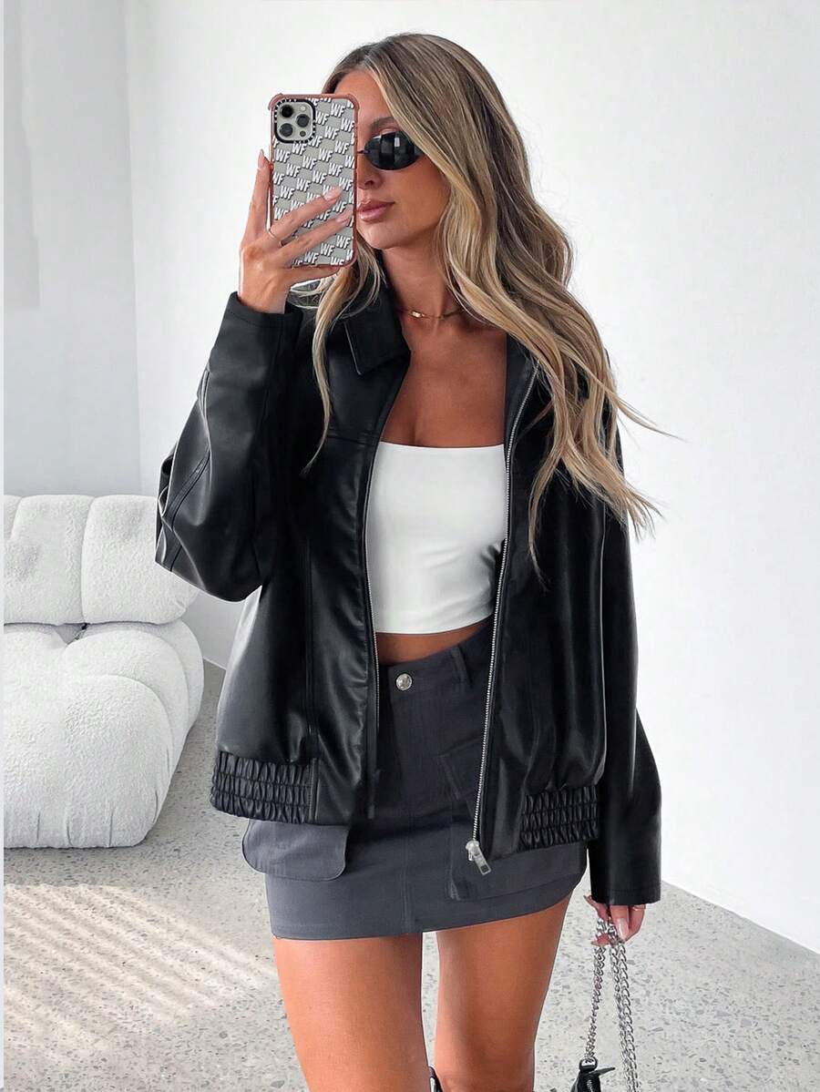 Raina | Veste chic courte et zippée en simili cuir pour femme