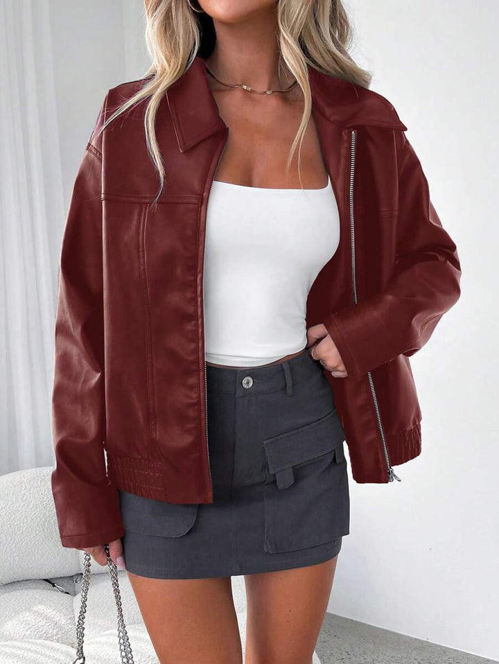Raina | Veste chic courte et zippée en simili cuir pour femme