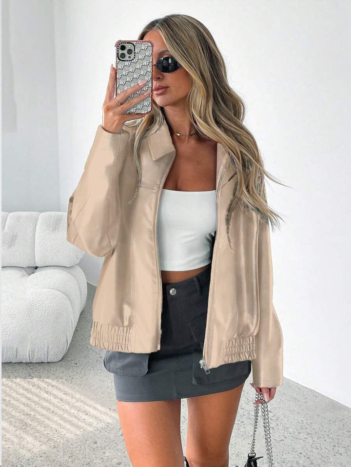 Raina | Veste chic courte et zippée en simili cuir pour femme