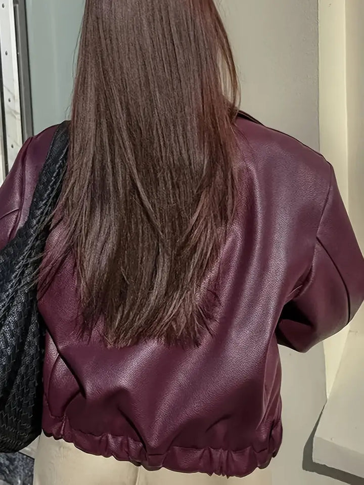 Félicité | Blouson élégant oversize zippé en simili cuir pour femme