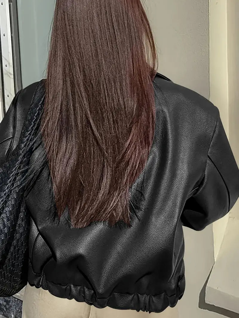 Félicité | Blouson élégant oversize zippé en simili cuir pour femme
