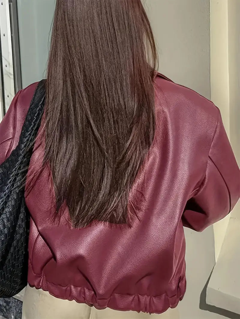Félicité | Blouson élégant oversize zippé en simili cuir pour femme