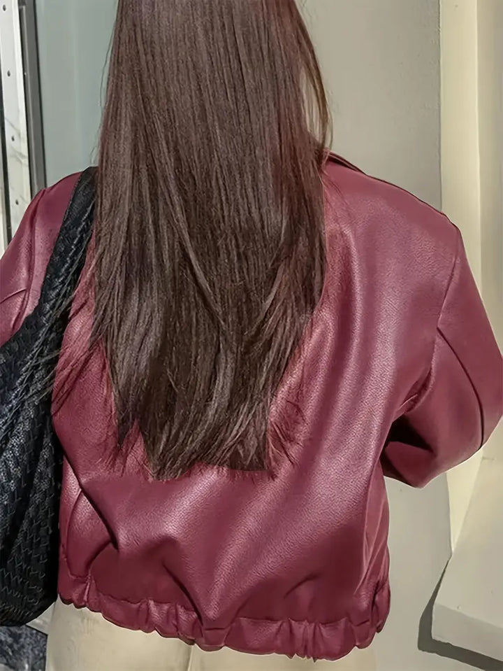 Félicité | Blouson élégant oversize zippé en simili cuir pour femme