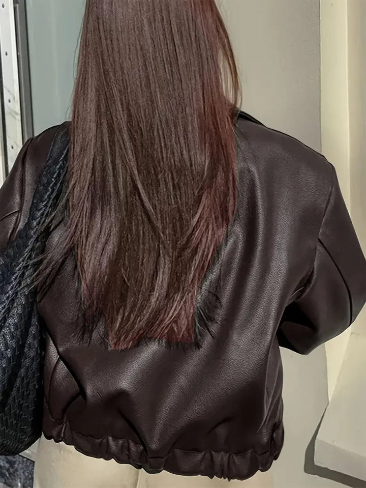 Félicité | Blouson élégant oversize zippé en simili cuir pour femme