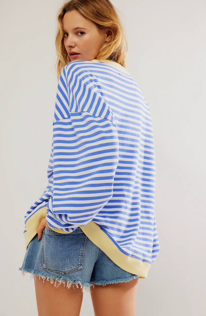 Théodora | Sweat élégant oversize à rayures et épaules tombantes pour femme