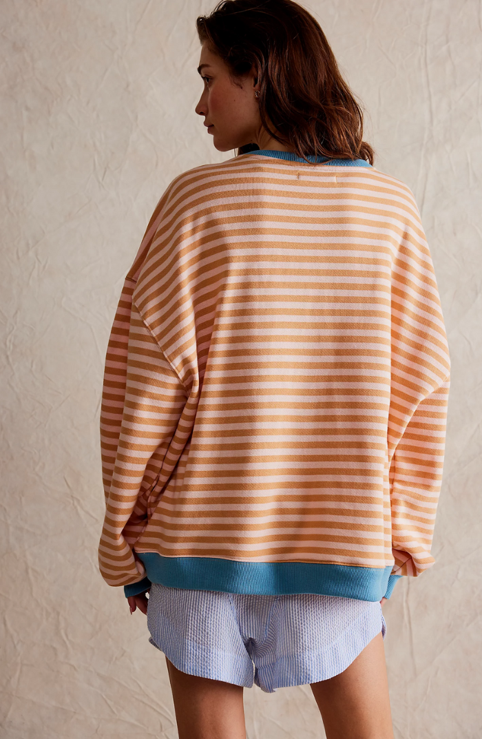 Théodora | Sweat élégant oversize à rayures et épaules tombantes pour femme