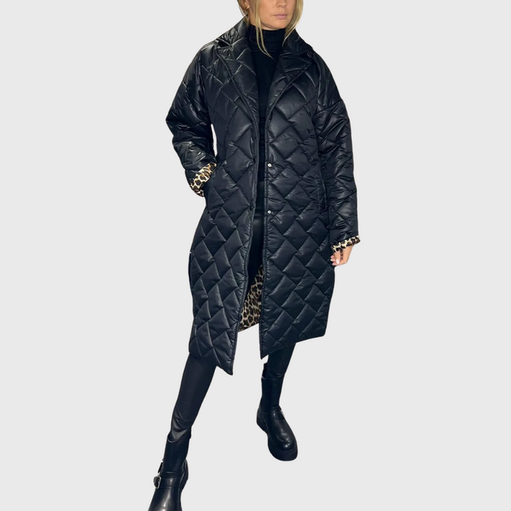 Rosalie | Doudoune matelassée chic réversible à doublure léopard pour femme