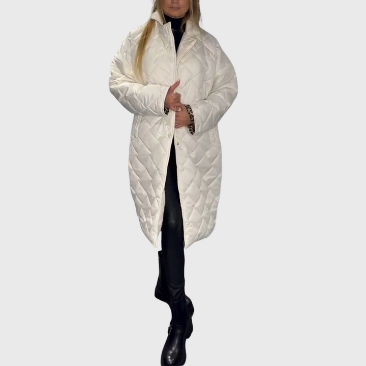 Rosalie | Doudoune matelassée chic réversible à doublure léopard pour femme