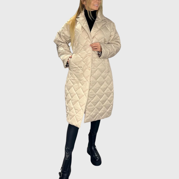 Rosalie | Doudoune matelassée chic réversible à doublure léopard pour femme