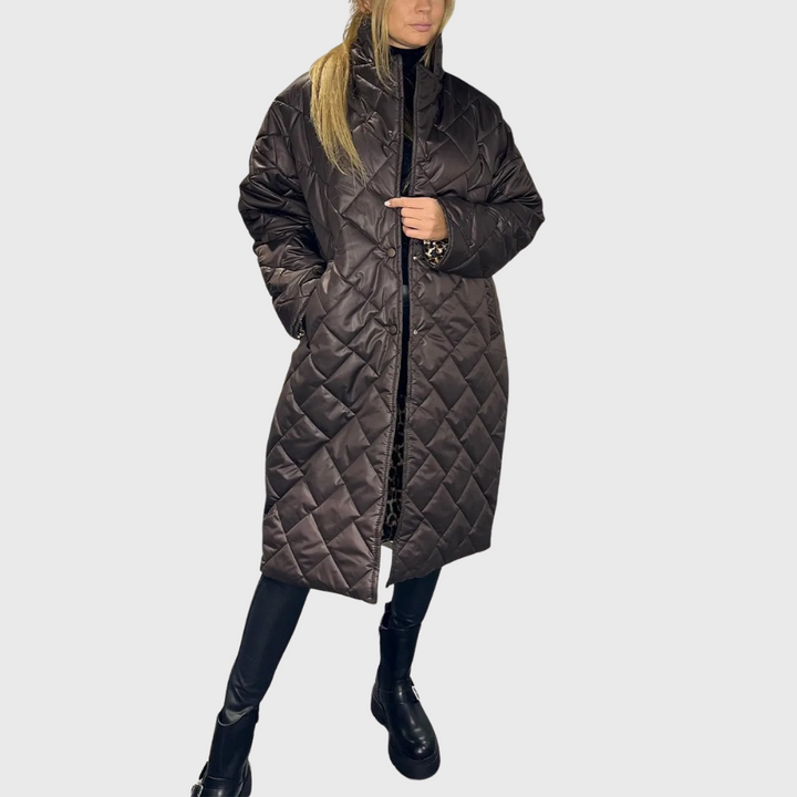 Rosalie | Doudoune matelassée chic réversible à doublure léopard pour femme