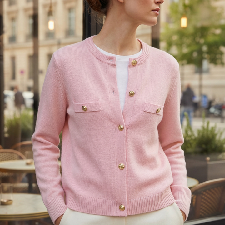 Enora | Cardigan chic en maille à col rond poitrine pour femme