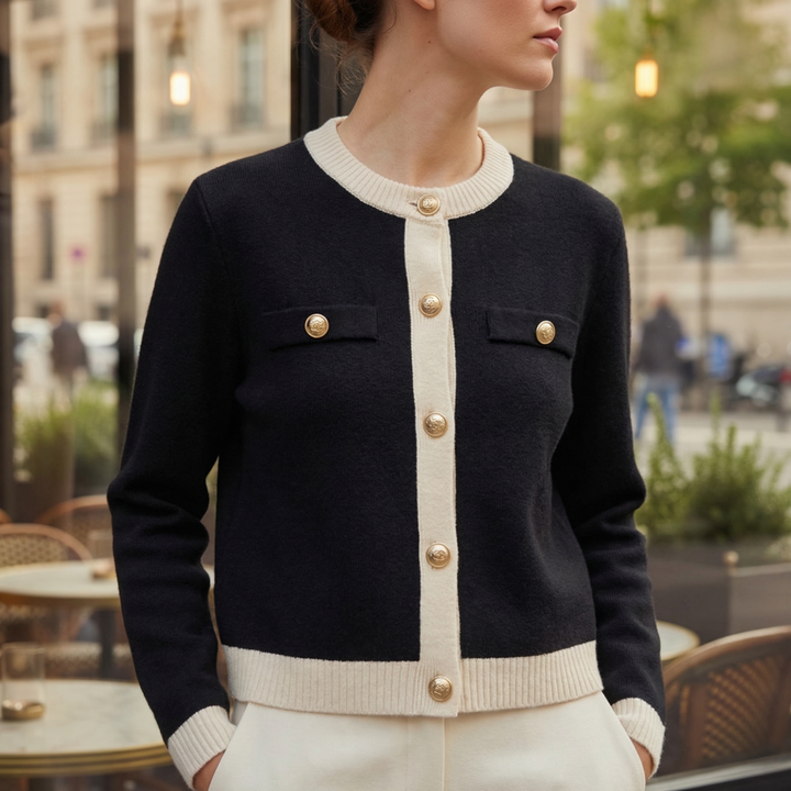 Enora | Cardigan chic en maille à col rond poitrine pour femme