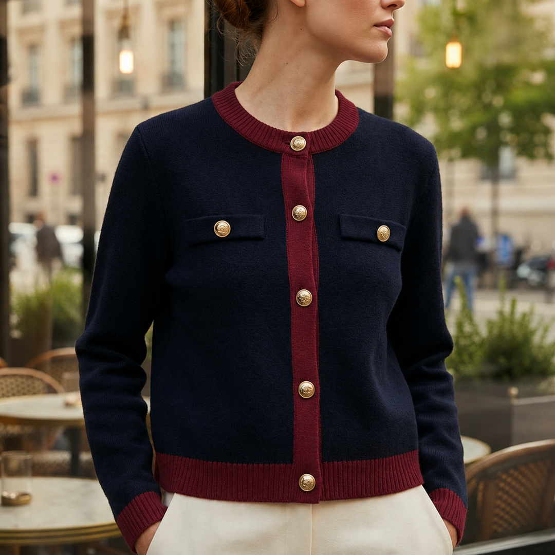Enora | Cardigan chic en maille à col rond poitrine pour femme