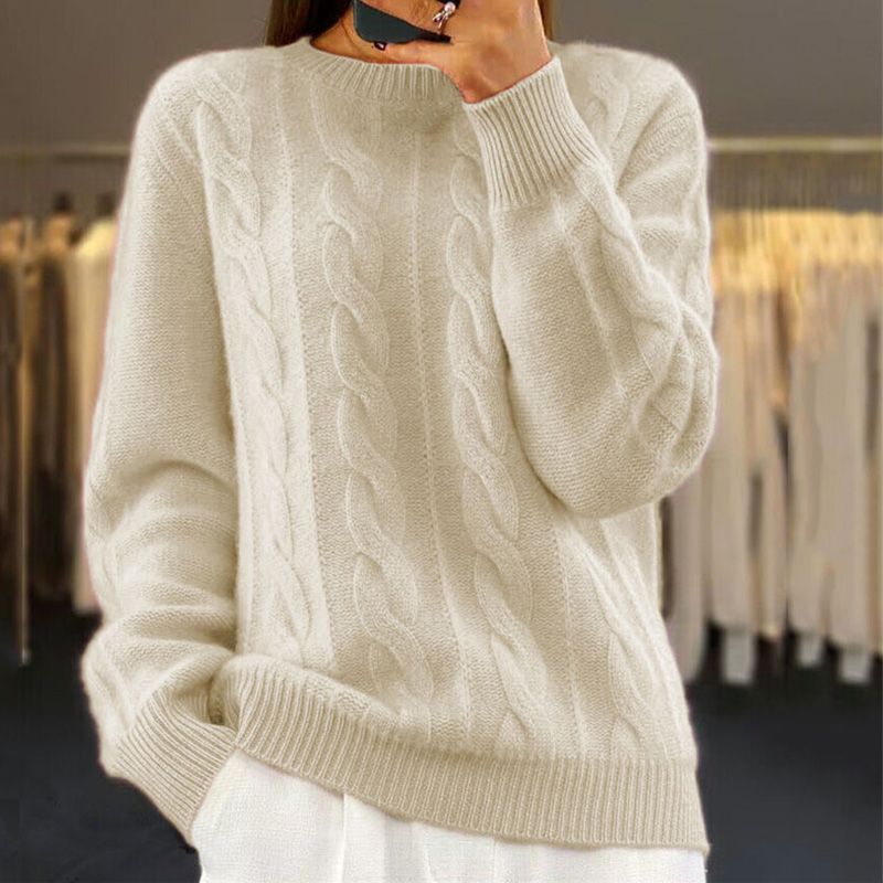 Victoire | Pull élégant torsadé en maille col rond pour femme