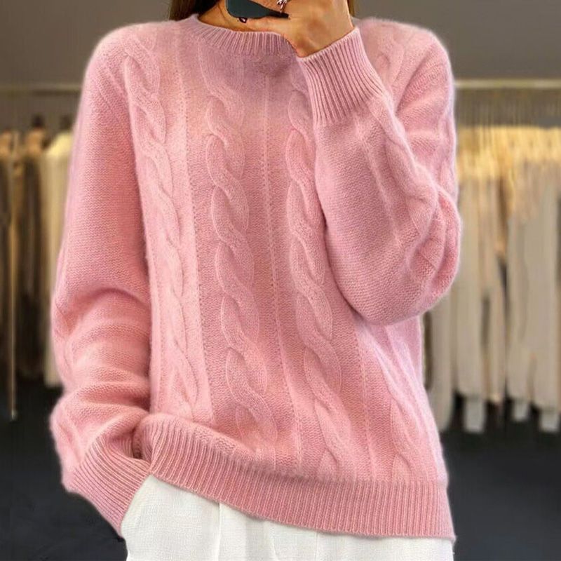 Victoire | Pull élégant torsadé en maille col rond pour femme