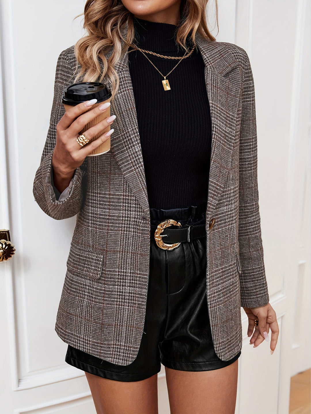 Prisca | Blazer chic cintré à carreaux pour femme