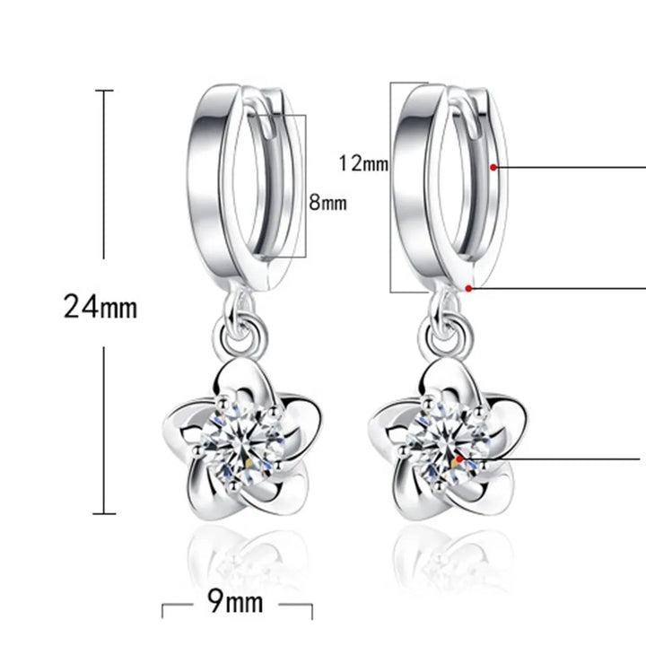 Boucles d'oreilles en Argent Sterling avec Zircons Violets et Blancs