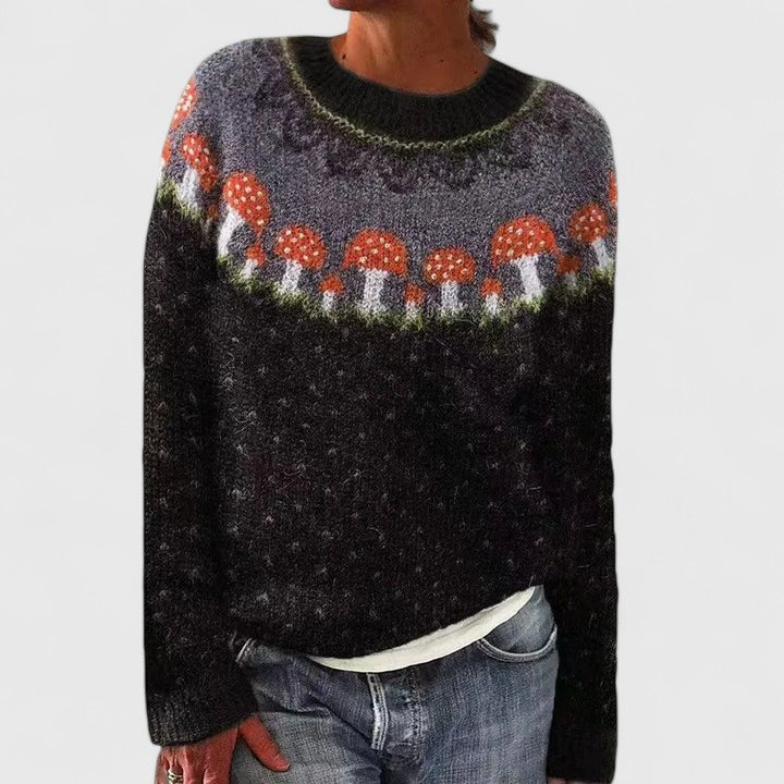 Edna | Pull chic en maille jacquard à col rond pour femme