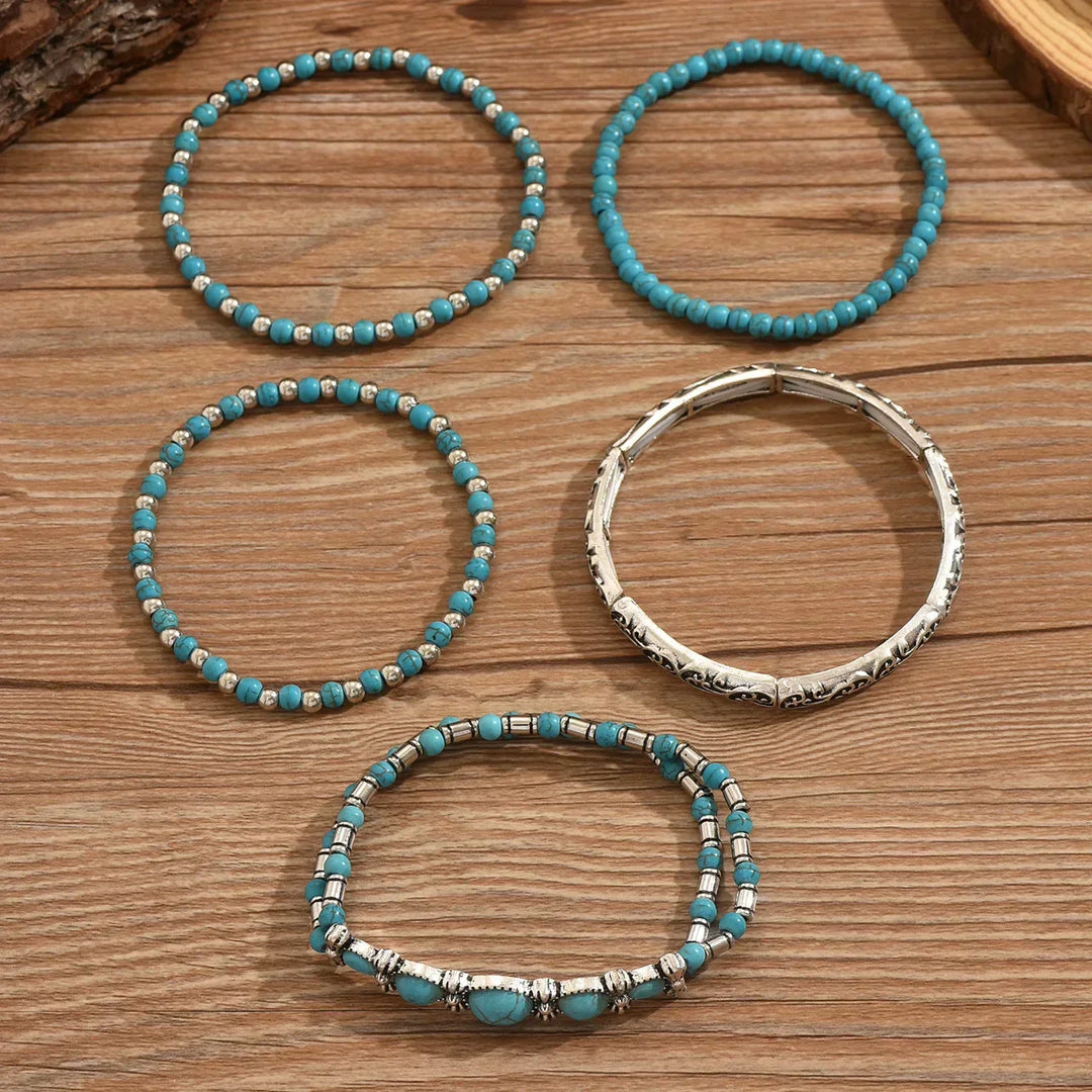 Ensemble de bracelets boho avec perles turquoises