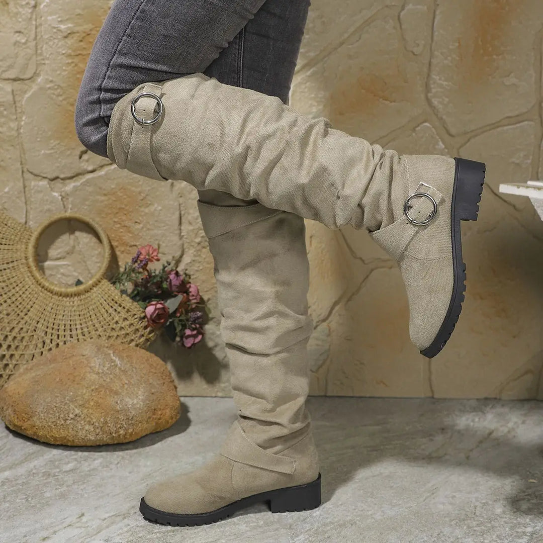 Aimée | Bottes chic hautes grises à talon pour femme