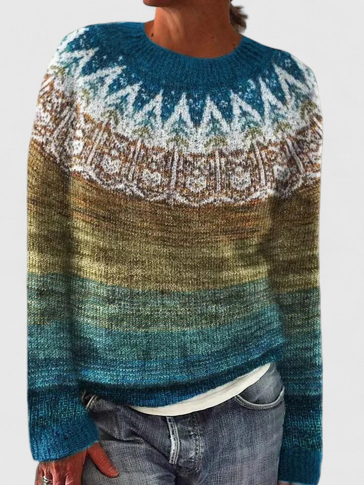 Edna | Pull chic en maille jacquard à col rond pour femme