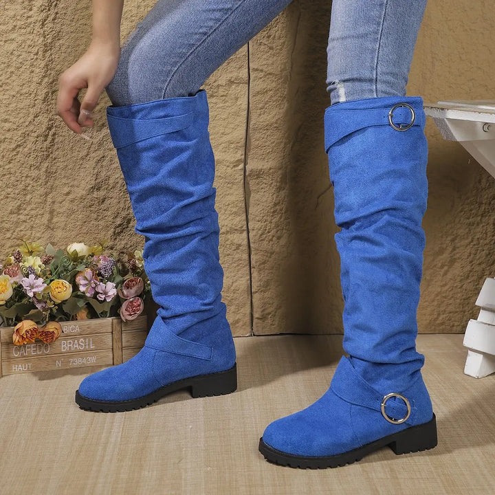 Aimée | Bottes chic hautes grises à talon pour femme