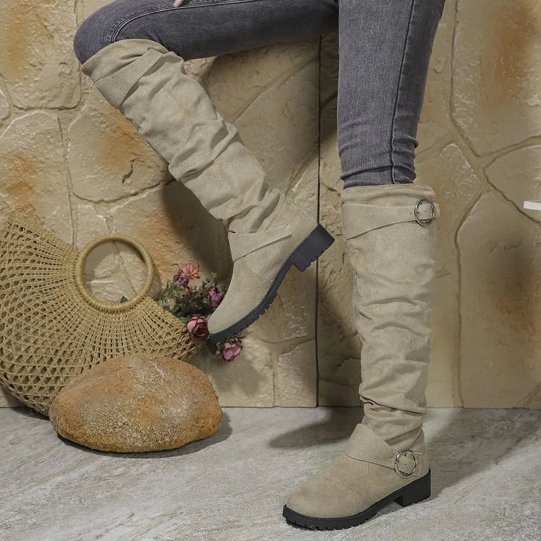 Aimée | Bottes chic hautes grises à talon pour femme