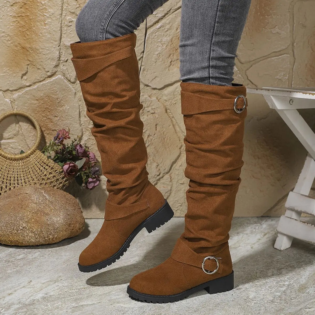 Aimée | Bottes chic hautes grises à talon pour femme