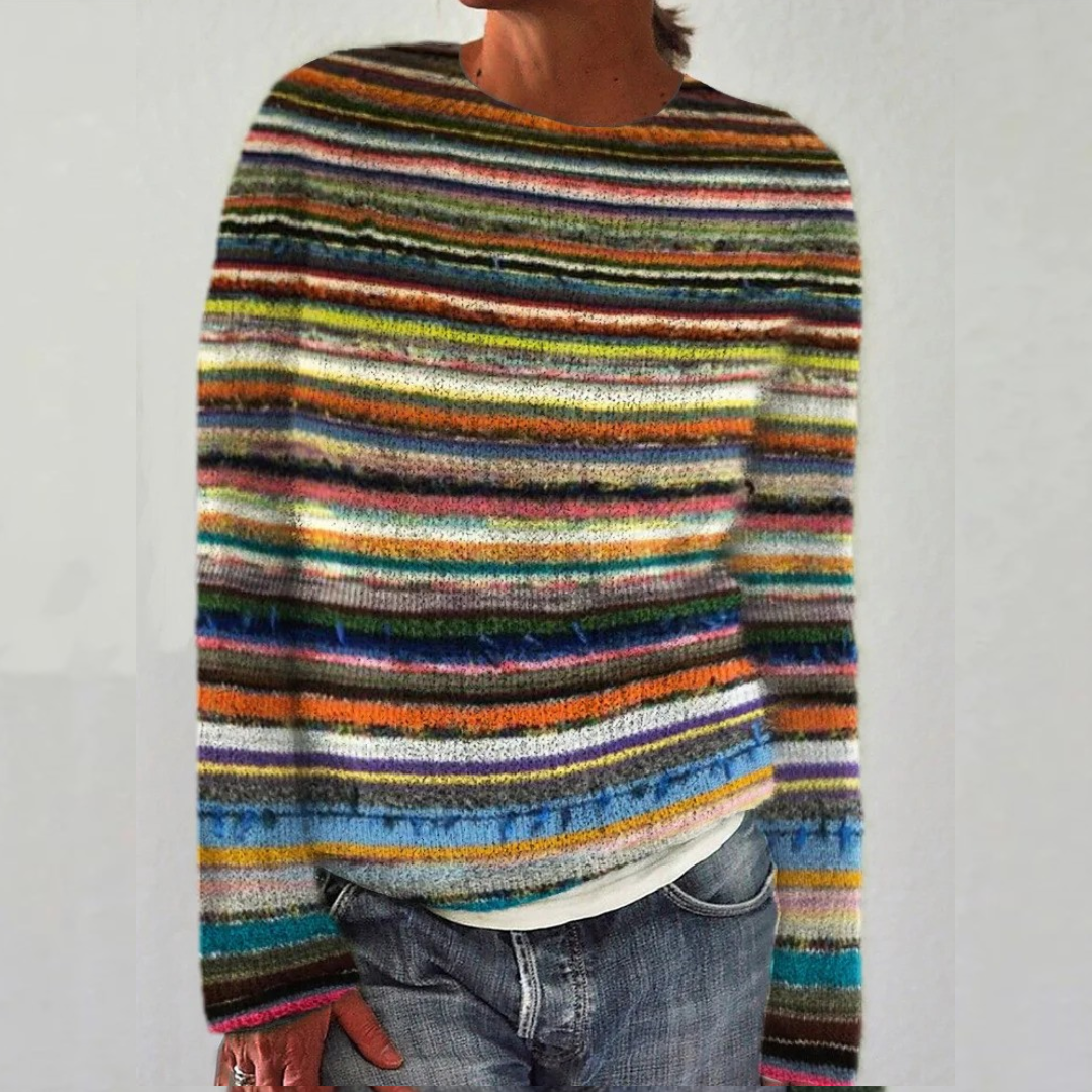 Tatienne | Pull élégant oversize jacquard en maille à col rond pour femme