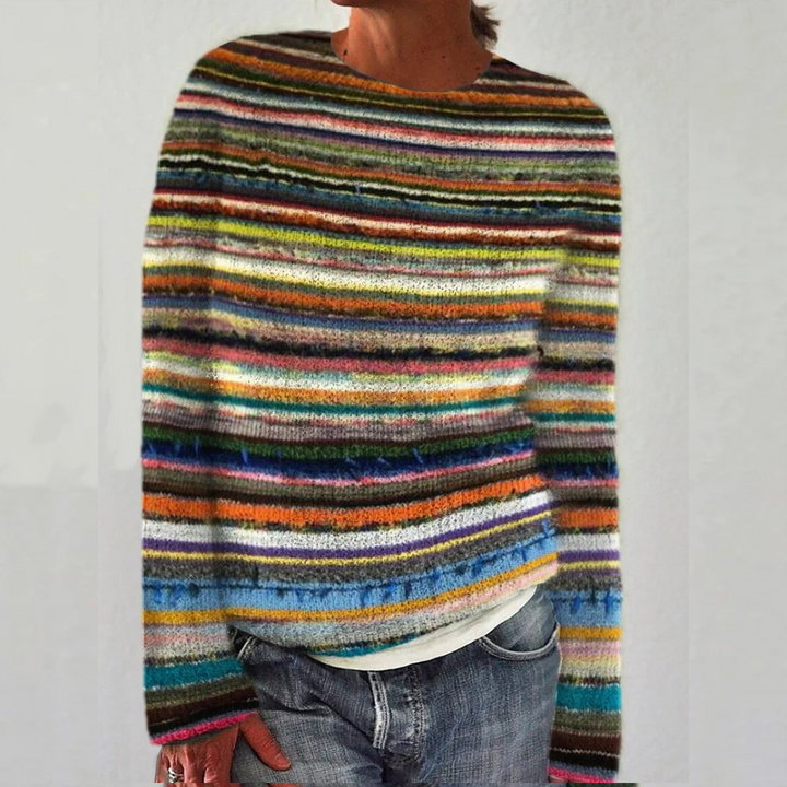 Tatienne | Pull élégant oversize jacquard en maille à col rond pour femme