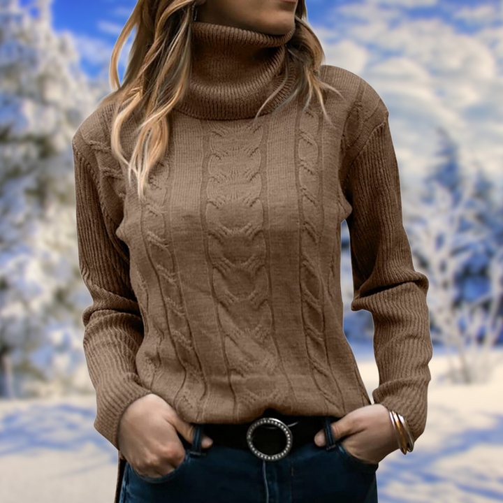 Estérine | Pull élégant col roulé torsadé en tricot pour femme