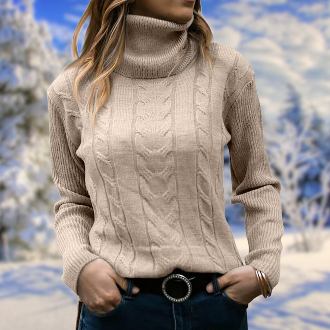 Estérine | Pull élégant col roulé torsadé en tricot pour femme