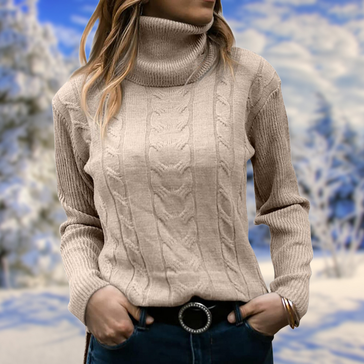 Estérine | Pull élégant col roulé torsadé en tricot pour femme