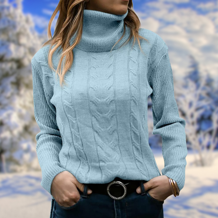 Estérine | Pull élégant col roulé torsadé en tricot pour femme