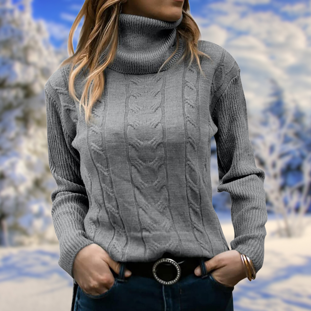 Estérine | Pull élégant col roulé torsadé en tricot pour femme