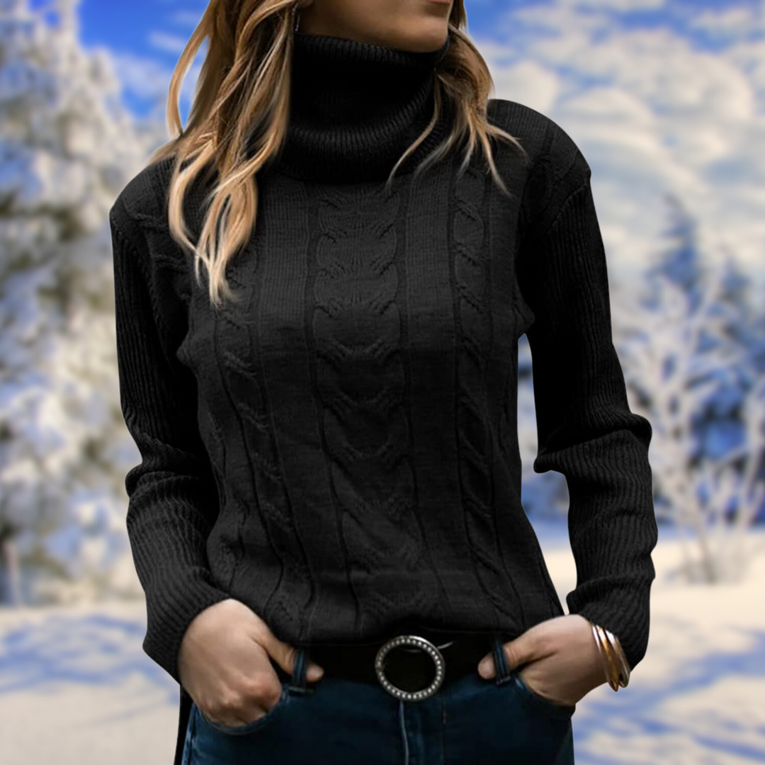Estérine | Pull élégant col roulé torsadé en tricot pour femme