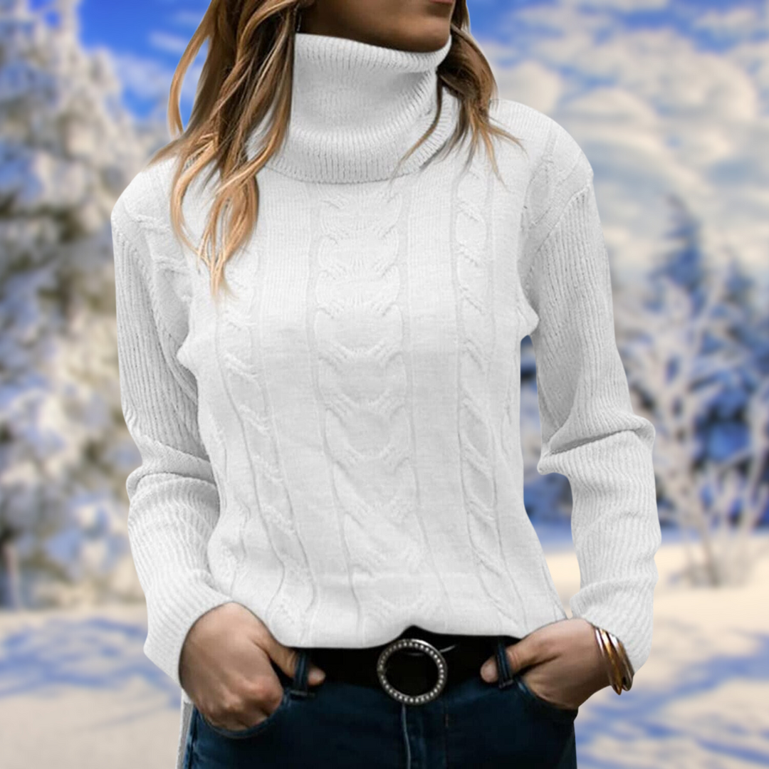 Estérine | Pull élégant col roulé torsadé en tricot pour femme